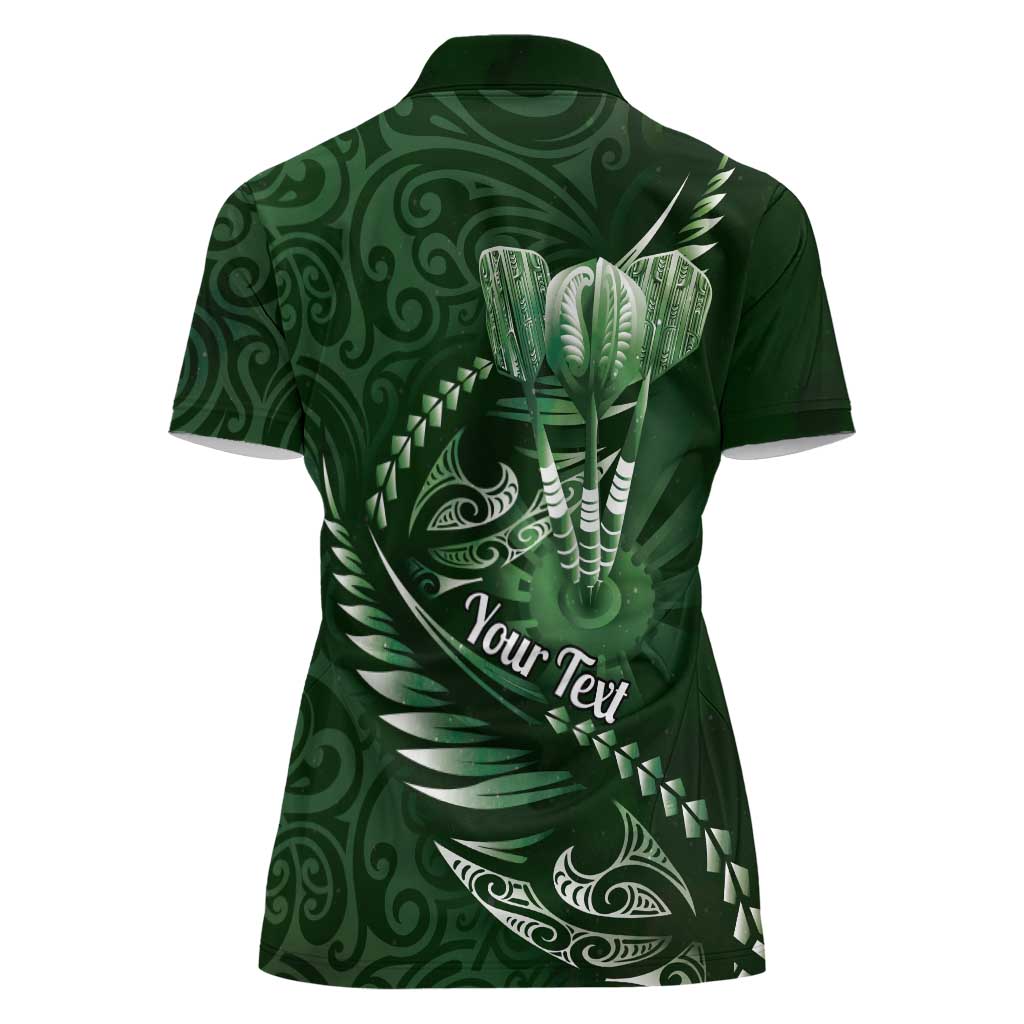 Personalised All Green New Zealand Darts Women Polo Shirt Aoteroa Fern Maori Galaxy Style LT14 - Polynesian Pride