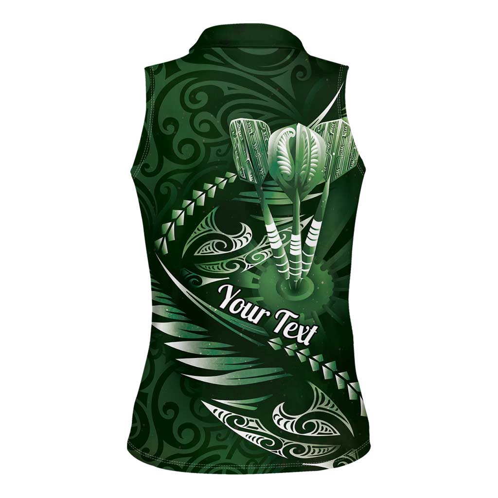 Personalised All Green New Zealand Darts Women Sleeveless Polo Shirt Aoteroa Fern Maori Galaxy Style LT14 - Polynesian Pride
