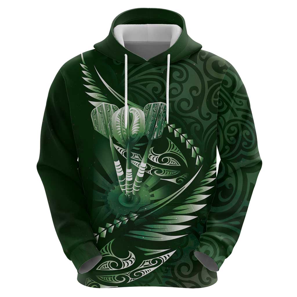 Personalised All Green New Zealand Darts Zip Hoodie Aoteroa Fern Maori Galaxy Style LT14 - Polynesian Pride