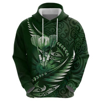 Personalised All Green New Zealand Darts Zip Hoodie Aoteroa Fern Maori Galaxy Style LT14 - Polynesian Pride