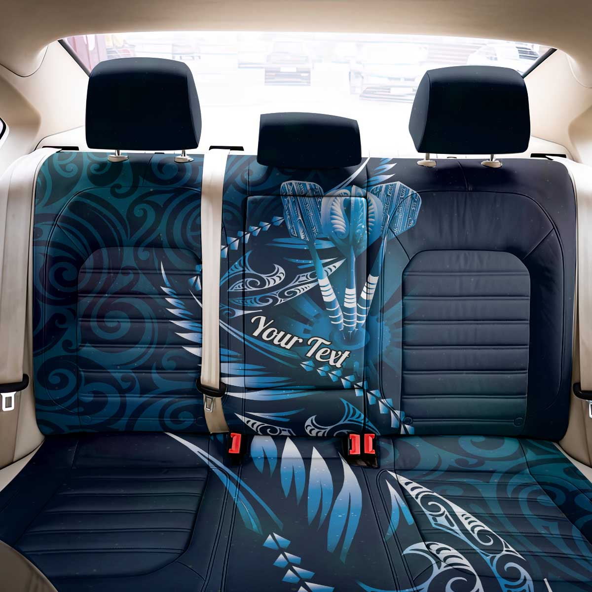 Personalised All Blue New Zealand Darts Back Car Seat Cover Aoteroa Fern Maori Galaxy Style