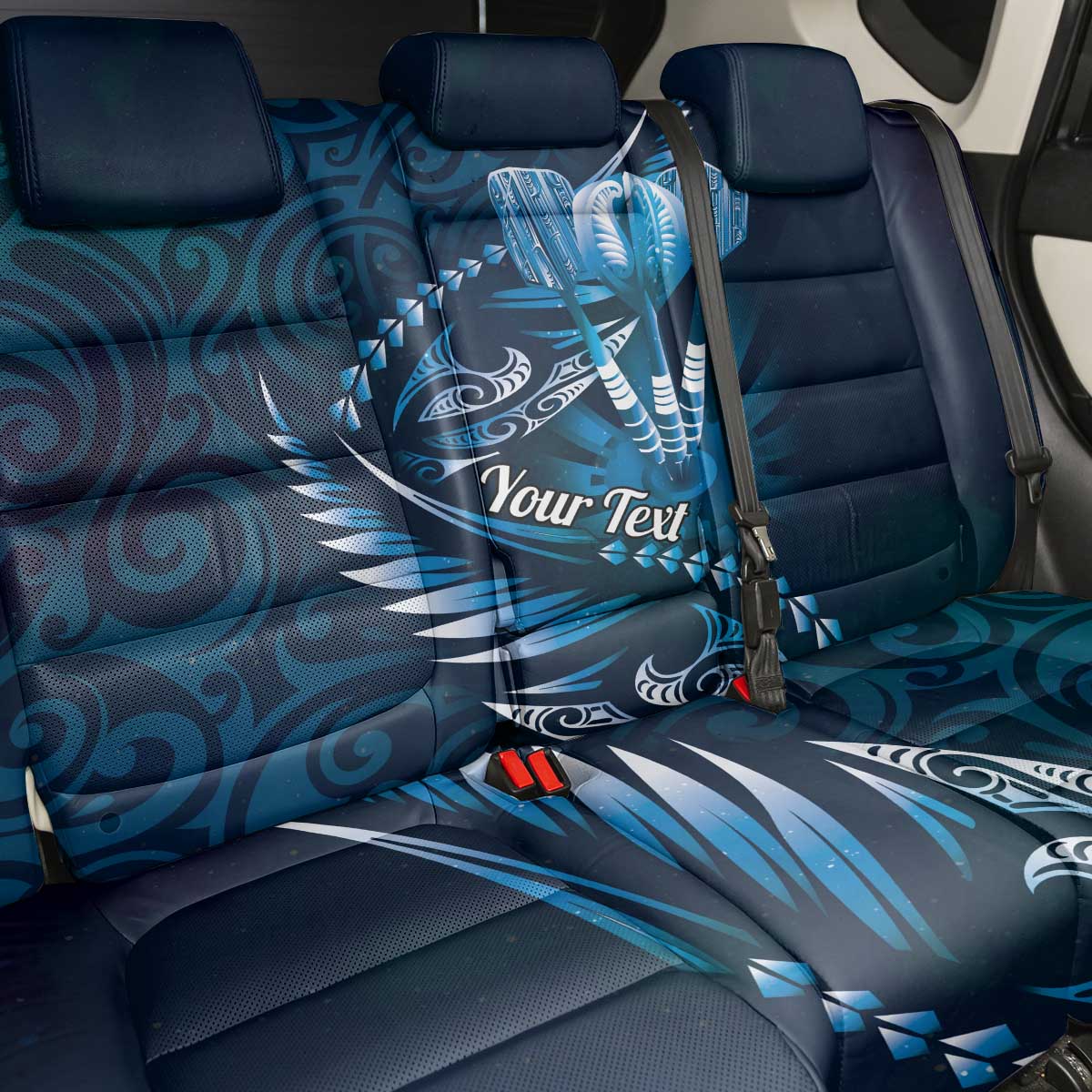 Personalised All Blue New Zealand Darts Back Car Seat Cover Aoteroa Fern Maori Galaxy Style