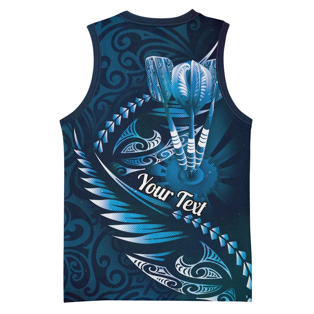 Personalised All Blue New Zealand Darts Basketball Jersey Aoteroa Fern Maori Galaxy Style - Polynesian Pride