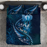 Personalised All Blue New Zealand Darts Bedding Set Aoteroa Fern Maori Galaxy Style