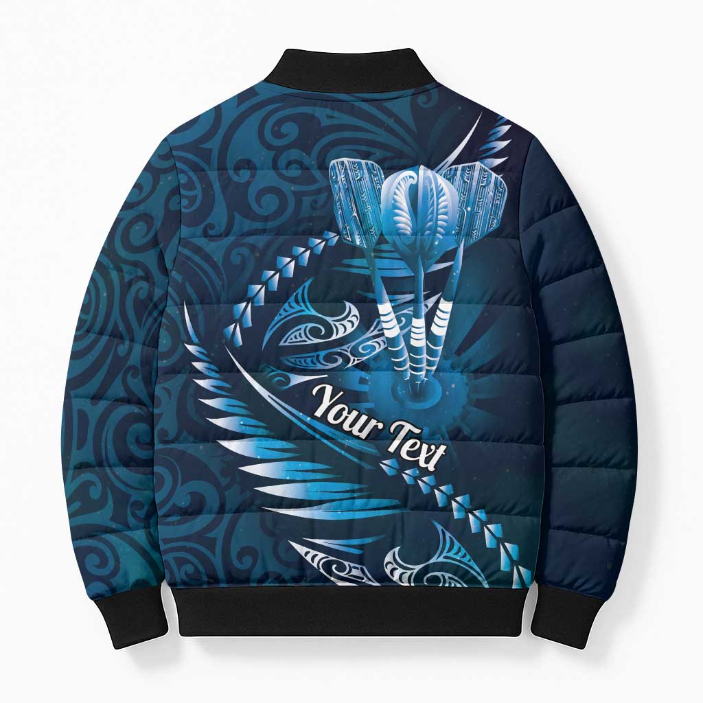 Personalised All Blue New Zealand Darts Bomber Puffer Jacket Aoteroa Fern Maori Galaxy Style - Polynesian Pride