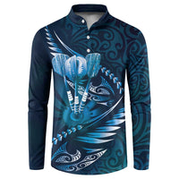 Personalised All Blue New Zealand Darts Button Sweatshirt Aoteroa Fern Maori Galaxy Style LT14 Blue - Polynesian Pride
