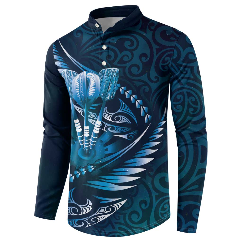 Personalised All Blue New Zealand Darts Button Sweatshirt Aoteroa Fern Maori Galaxy Style LT14 - Polynesian Pride