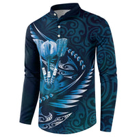 Personalised All Blue New Zealand Darts Button Sweatshirt Aoteroa Fern Maori Galaxy Style LT14 - Polynesian Pride