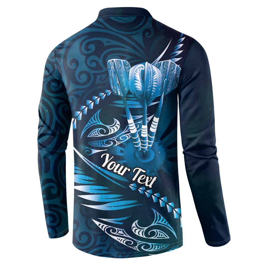 Personalised All Blue New Zealand Darts Button Sweatshirt Aoteroa Fern Maori Galaxy Style LT14 - Polynesian Pride