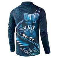 Personalised All Blue New Zealand Darts Button Sweatshirt Aoteroa Fern Maori Galaxy Style LT14 - Polynesian Pride
