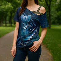 Personalised All Blue New Zealand Darts Cross Shoulder Shirt Aoteroa Fern Maori Galaxy Style - Polynesian Pride