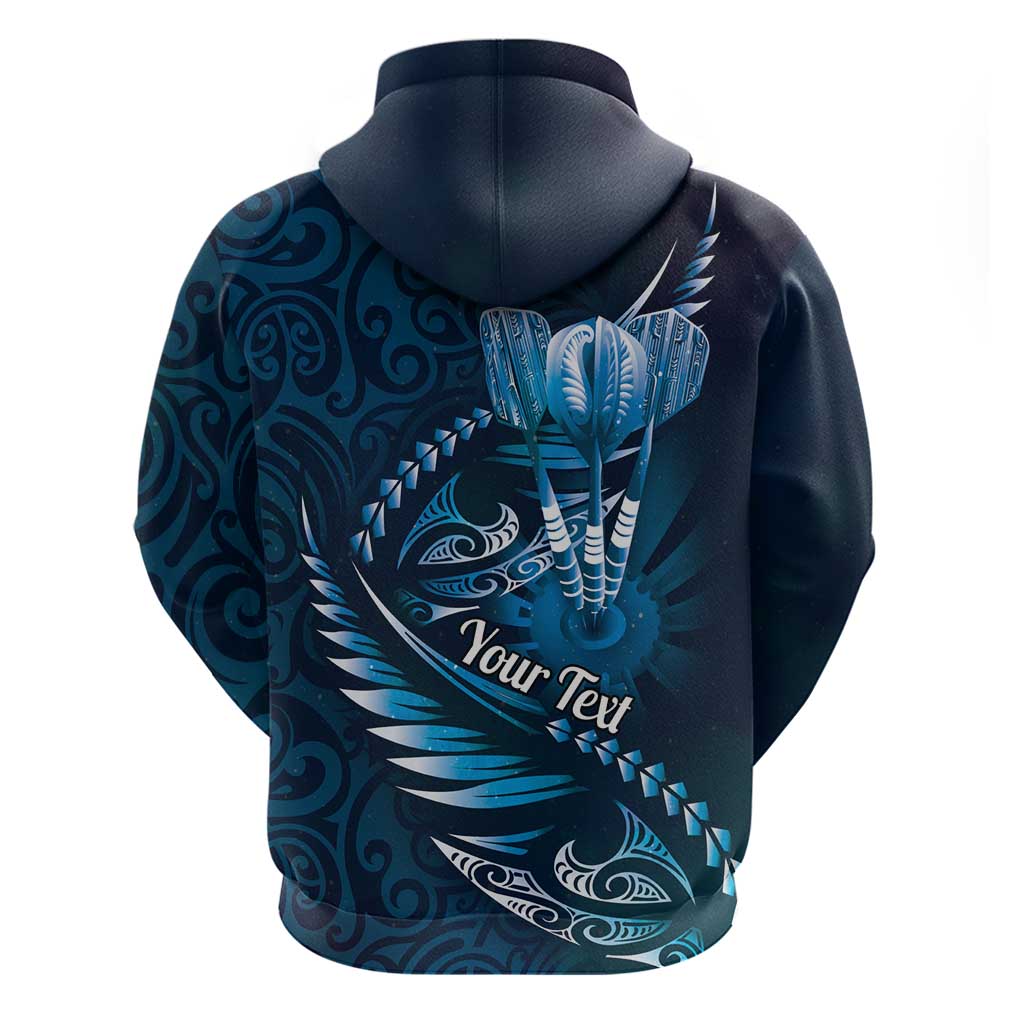 Personalised All Blue New Zealand Darts Hoodie Aoteroa Fern Maori Galaxy Style