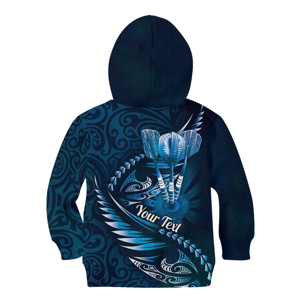 Personalised All Blue New Zealand Darts Kid Hoodie Aoteroa Fern Maori Galaxy Style LT14 - Polynesian Pride
