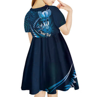 Personalised All Blue New Zealand Darts Kid Short Sleeve Dress Aoteroa Fern Maori Galaxy Style LT14 - Polynesian Pride