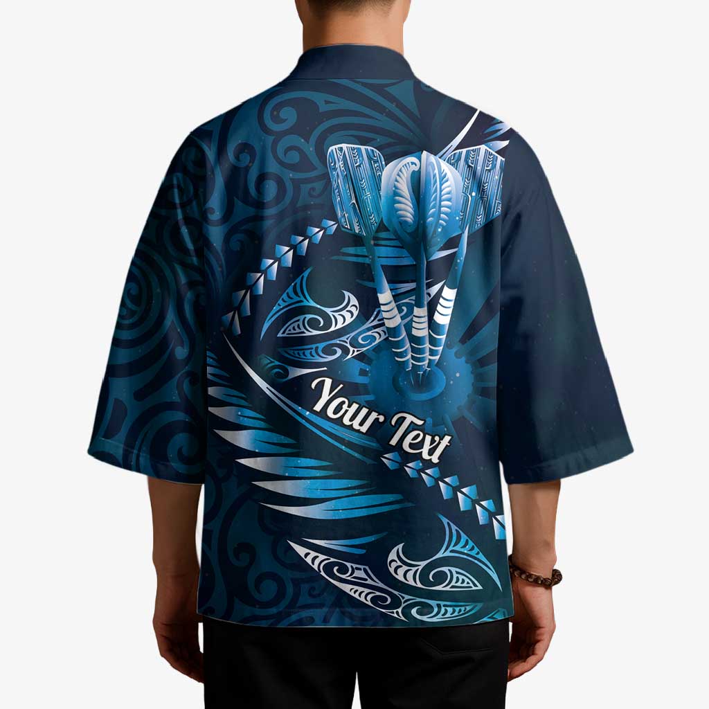 Personalised All Blue New Zealand Darts Kimono Aoteroa Fern Maori Galaxy Style - Polynesian Pride