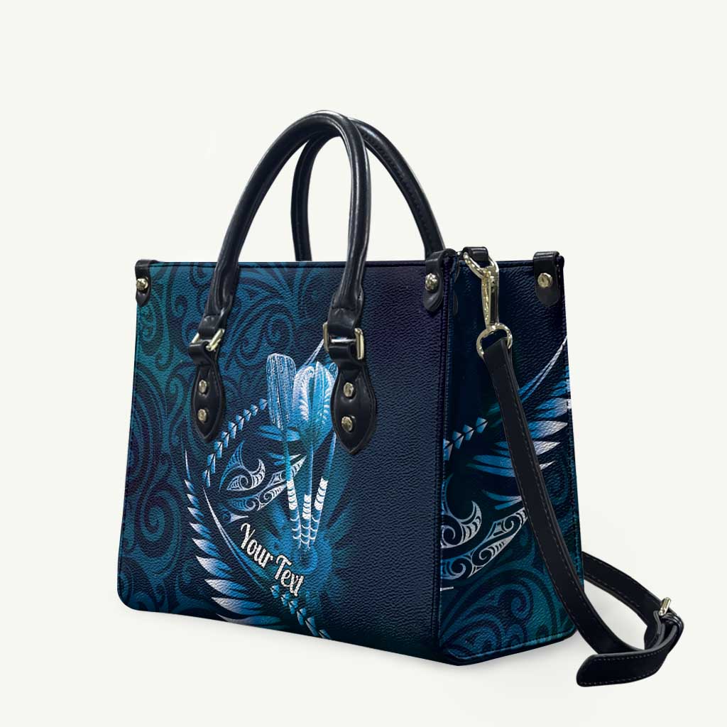 Personalised All Blue New Zealand Darts Leather Bag Aoteroa Fern Maori Galaxy Style - Polynesian Pride