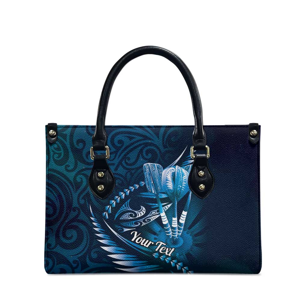 Personalised All Blue New Zealand Darts Leather Bag Aoteroa Fern Maori Galaxy Style - Polynesian Pride