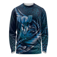 Personalised All Blue New Zealand Darts Long Sleeve Shirt Aoteroa Fern Maori Galaxy Style LT14 Unisex Blue - Polynesian Pride