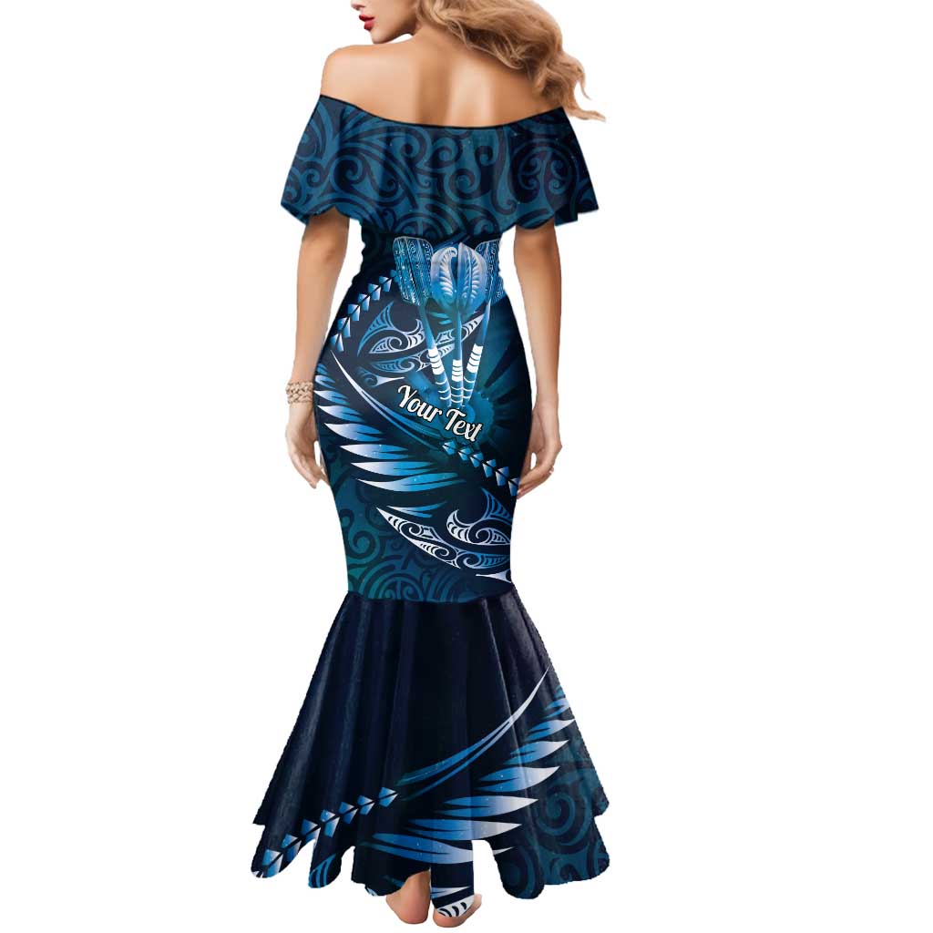 Personalised All Blue New Zealand Darts Mermaid Dress Aoteroa Fern Maori Galaxy Style LT14 - Polynesian Pride