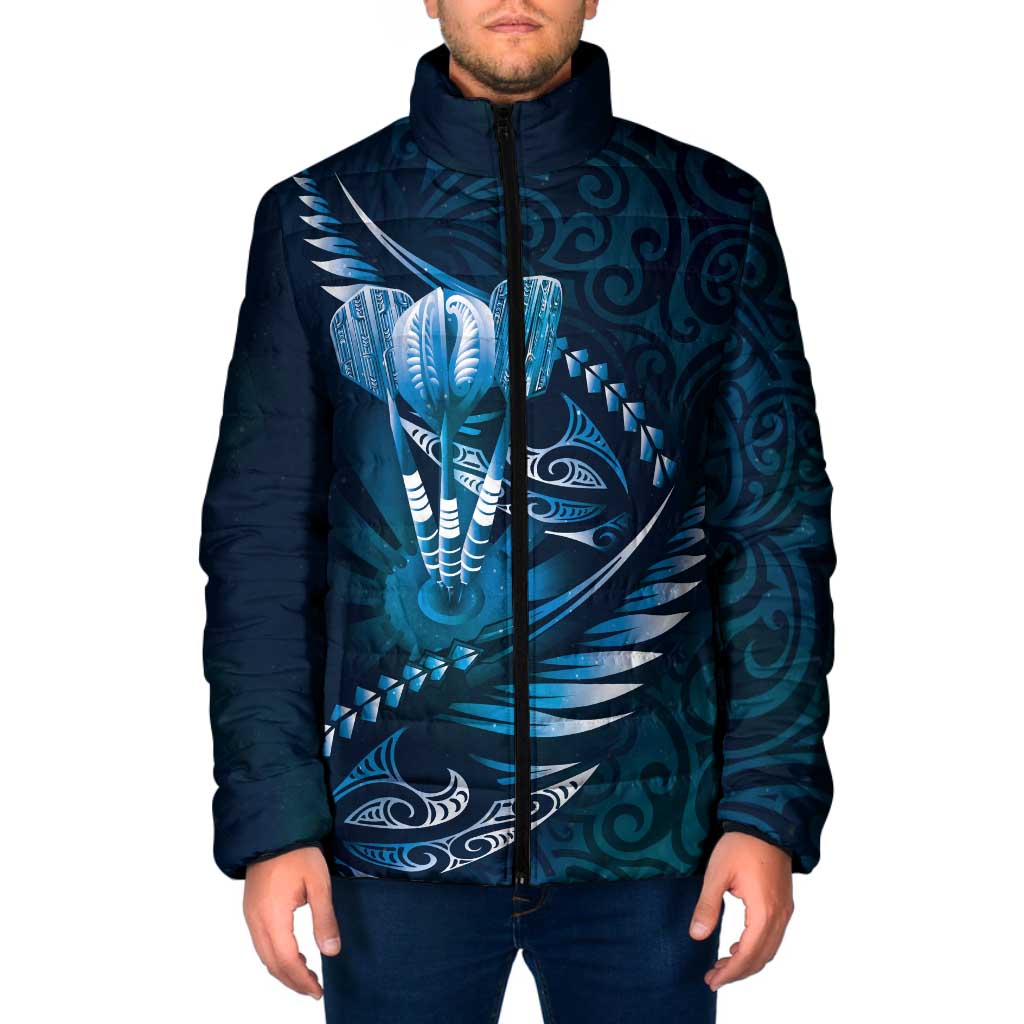 Personalised All Blue New Zealand Darts Padded Jacket Aoteroa Fern Maori Galaxy Style - Polynesian Pride