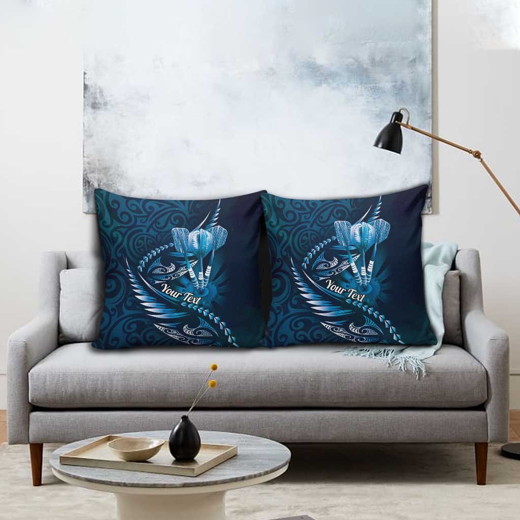 Personalised All Blue New Zealand Darts Pillow Cover Aoteroa Fern Maori Galaxy Style - Polynesian Pride