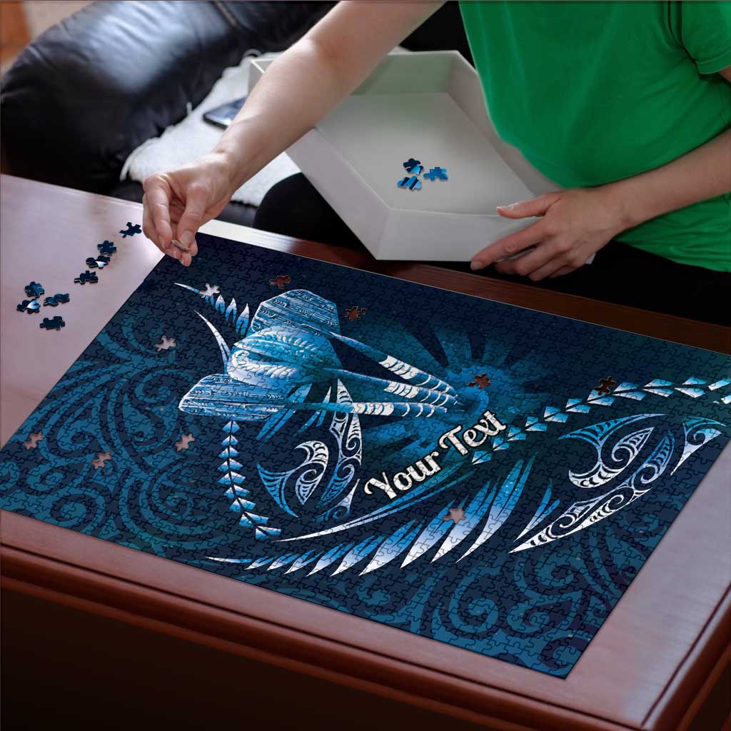Personalised All Blue New Zealand Darts Puzzle Aoteroa Fern Maori Galaxy Style - Polynesian Pride