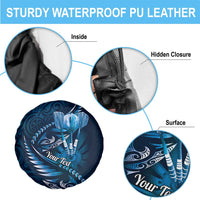 Personalised All Blue New Zealand Darts Spare Tire Cover Aoteroa Fern Maori Galaxy Style LT14 - Polynesian Pride
