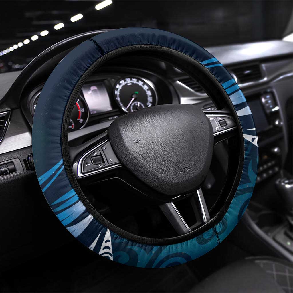 All Blue New Zealand Darts Steering Wheel Cover Aoteroa Fern Maori Galaxy Style