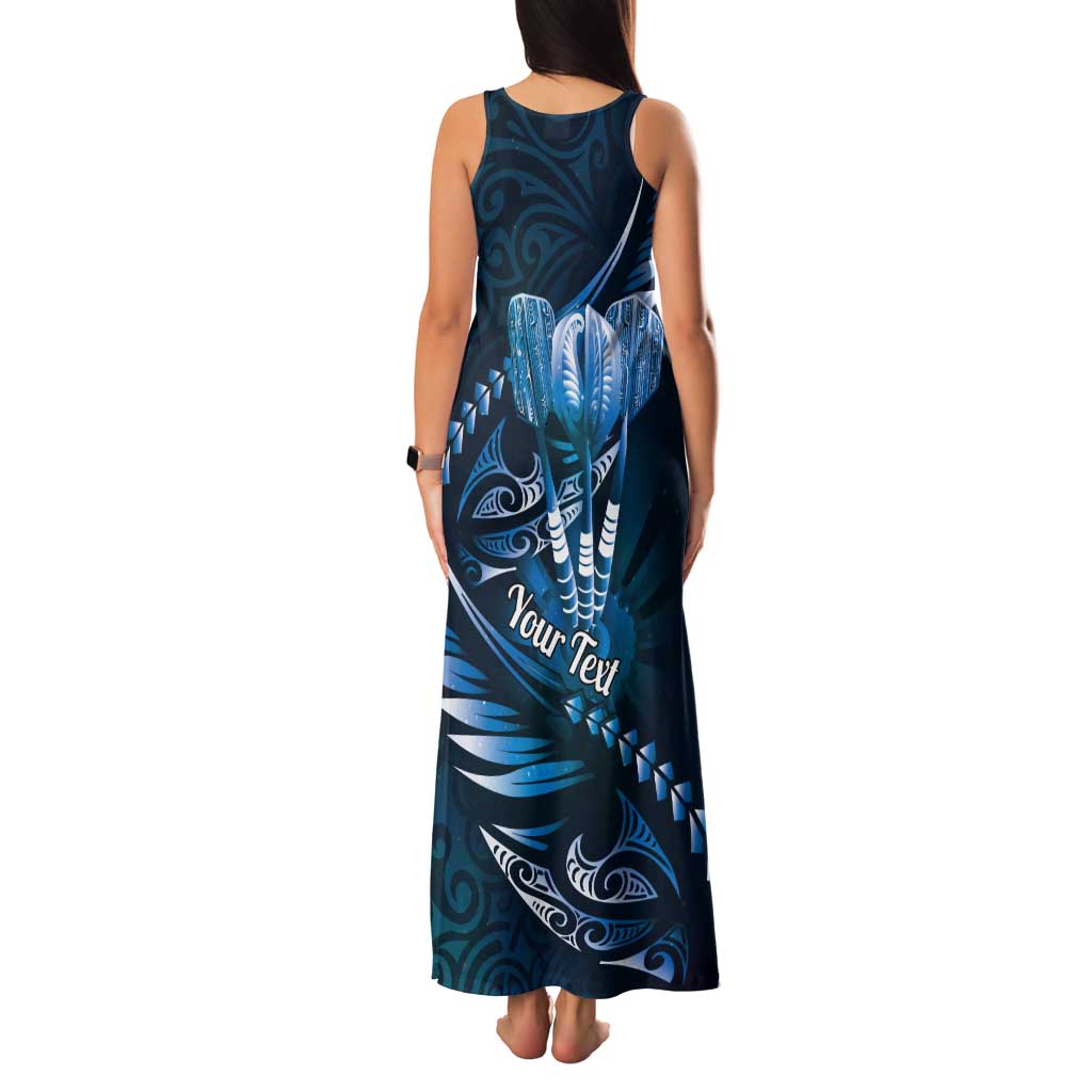 Personalised All Blue New Zealand Darts Tank Maxi Dress Aoteroa Fern Maori Galaxy Style LT14 - Polynesian Pride