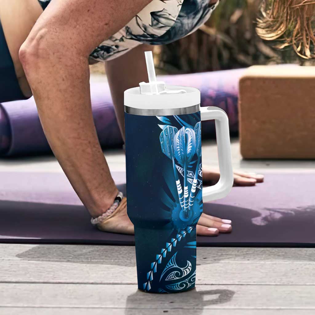 All Blue New Zealand Darts Tumbler With Handle Aoteroa Fern Maori Galaxy Style