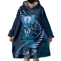 Personalised All Blue New Zealand Darts Wearable Blanket Hoodie Aoteroa Fern Maori Galaxy Style LT14 - Polynesian Pride