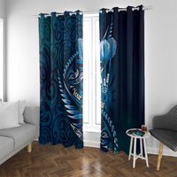 Personalised All Blue New Zealand Darts Window Curtain Aoteroa Fern Maori Galaxy Style
