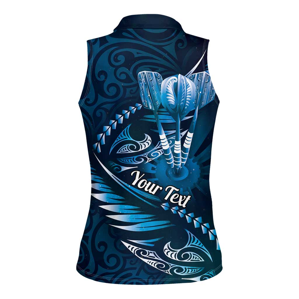 Personalised All Blue New Zealand Darts Women Sleeveless Polo Shirt Aoteroa Fern Maori Galaxy Style LT14 - Polynesian Pride