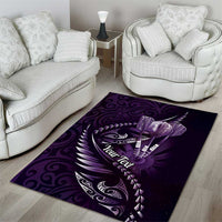 Personalised All Purple New Zealand Darts Area Rug Aoteroa Fern Maori Galaxy Style