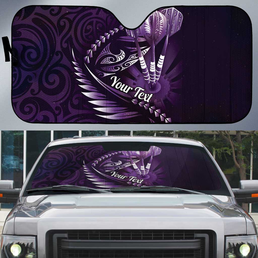 Personalised All Purple New Zealand Darts Auto Sun Shade Aoteroa Fern Maori Galaxy Style - Polynesian Pride