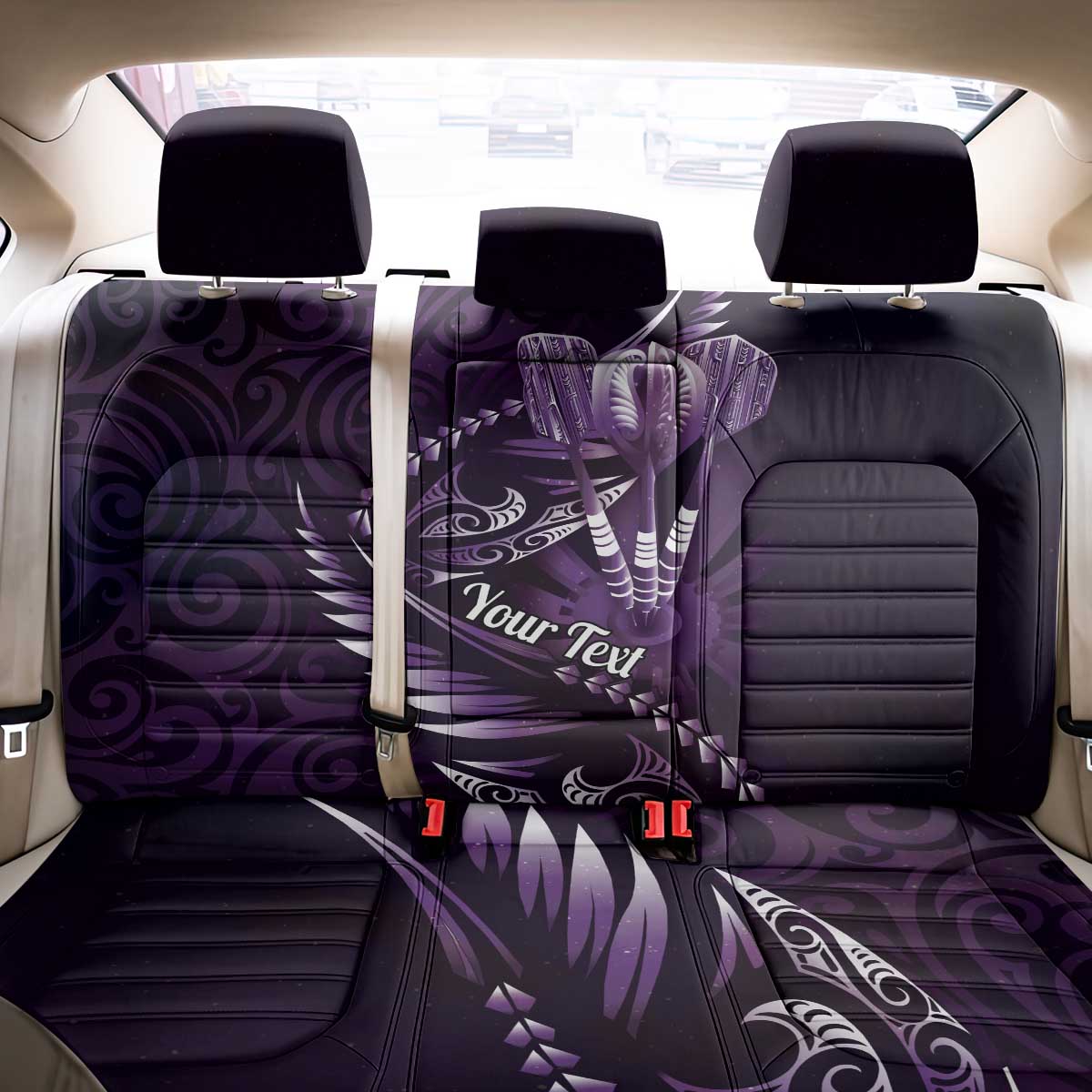 Personalised All Purple New Zealand Darts Back Car Seat Cover Aoteroa Fern Maori Galaxy Style