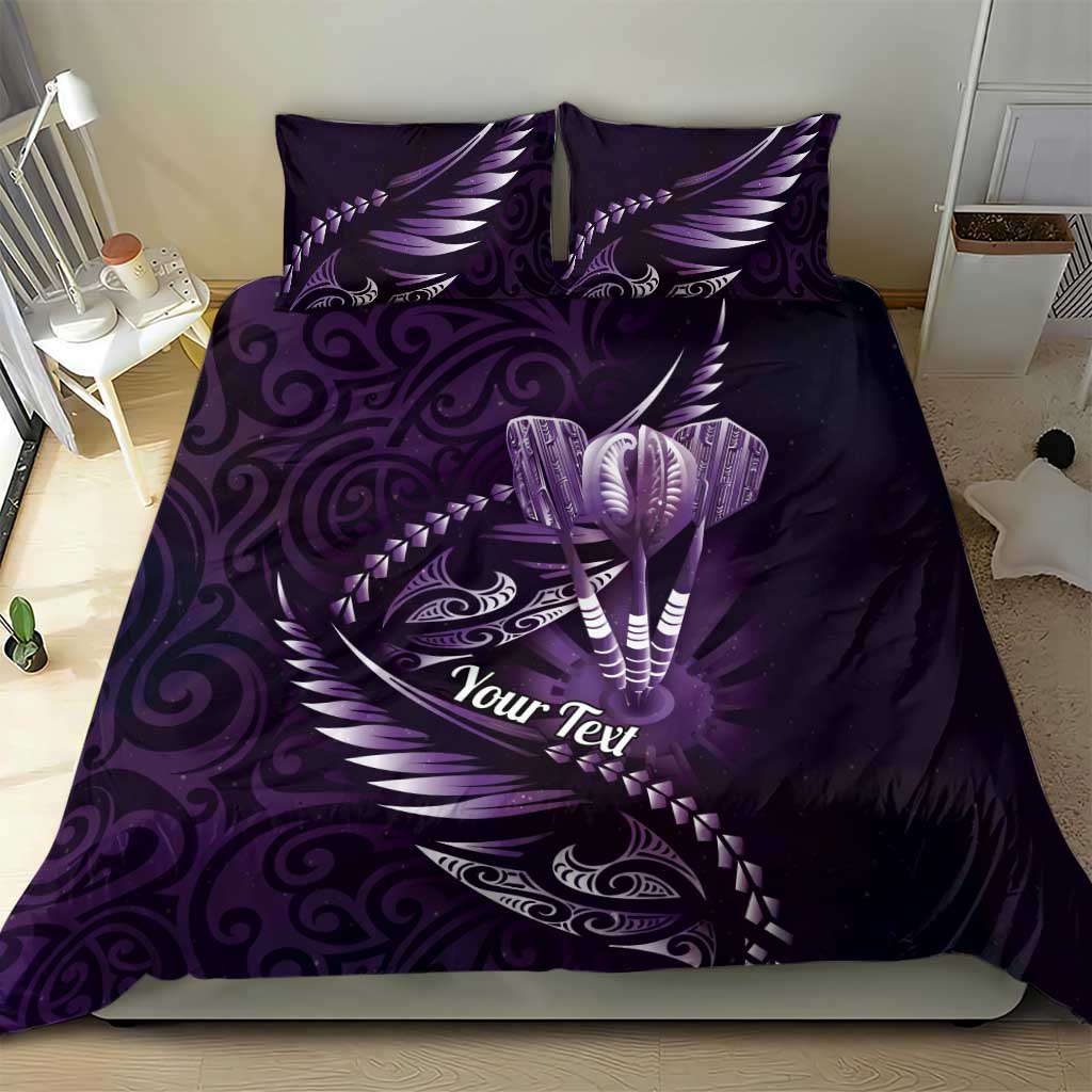 Personalised All Purple New Zealand Darts Bedding Set Aoteroa Fern Maori Galaxy Style