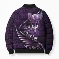 Personalised All Purple New Zealand Darts Bomber Puffer Jacket Aoteroa Fern Maori Galaxy Style - Polynesian Pride