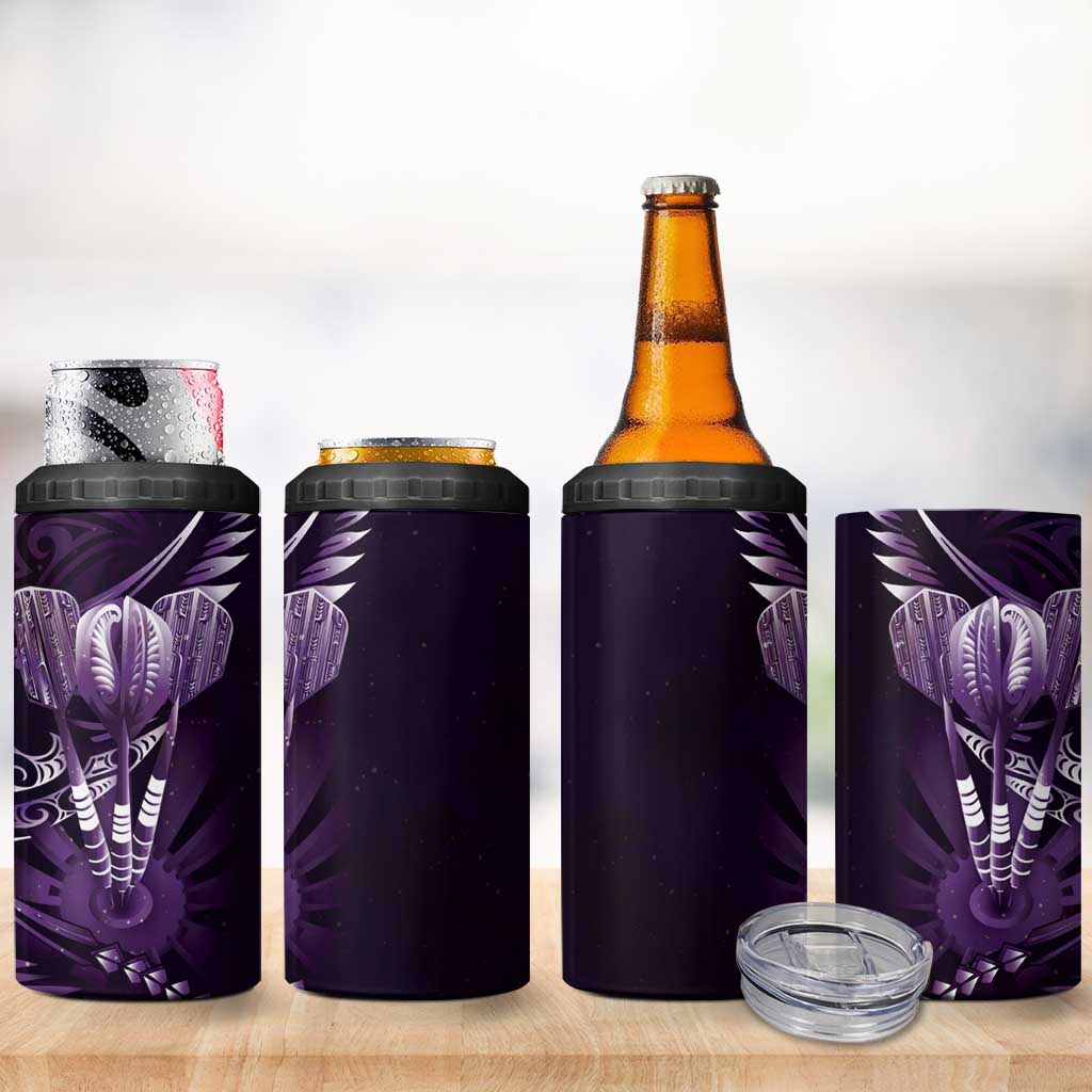 All Purple New Zealand Darts 4 in 1 Can Cooler Tumbler Aoteroa Fern Maori Galaxy Style