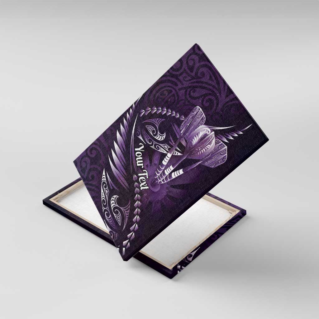Personalised All Purple New Zealand Darts Canvas Wall Art Aoteroa Fern Maori Galaxy Style LT14 With Frame Purple - Polynesian Pride
