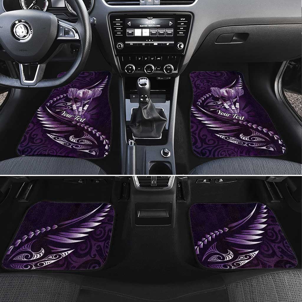 Personalised All Purple New Zealand Darts Car Mats Aoteroa Fern Maori Galaxy Style LT14 Set 4pcs Purple - Polynesian Pride