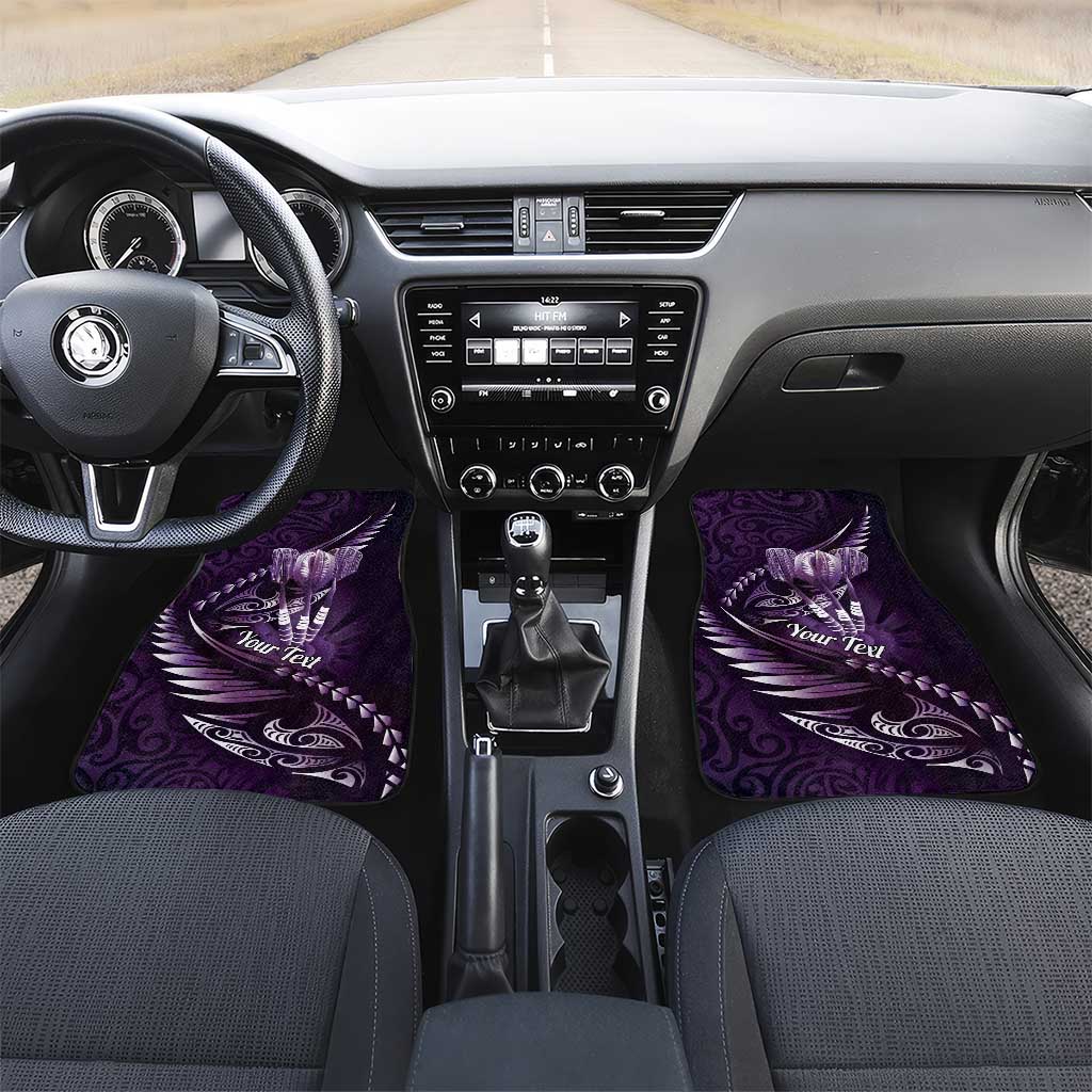 Personalised All Purple New Zealand Darts Car Mats Aoteroa Fern Maori Galaxy Style LT14 Set 2pcs - Front Purple - Polynesian Pride