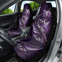 Personalised All Purple New Zealand Darts Car Seat Cover Aoteroa Fern Maori Galaxy Style LT14 - Polynesian Pride