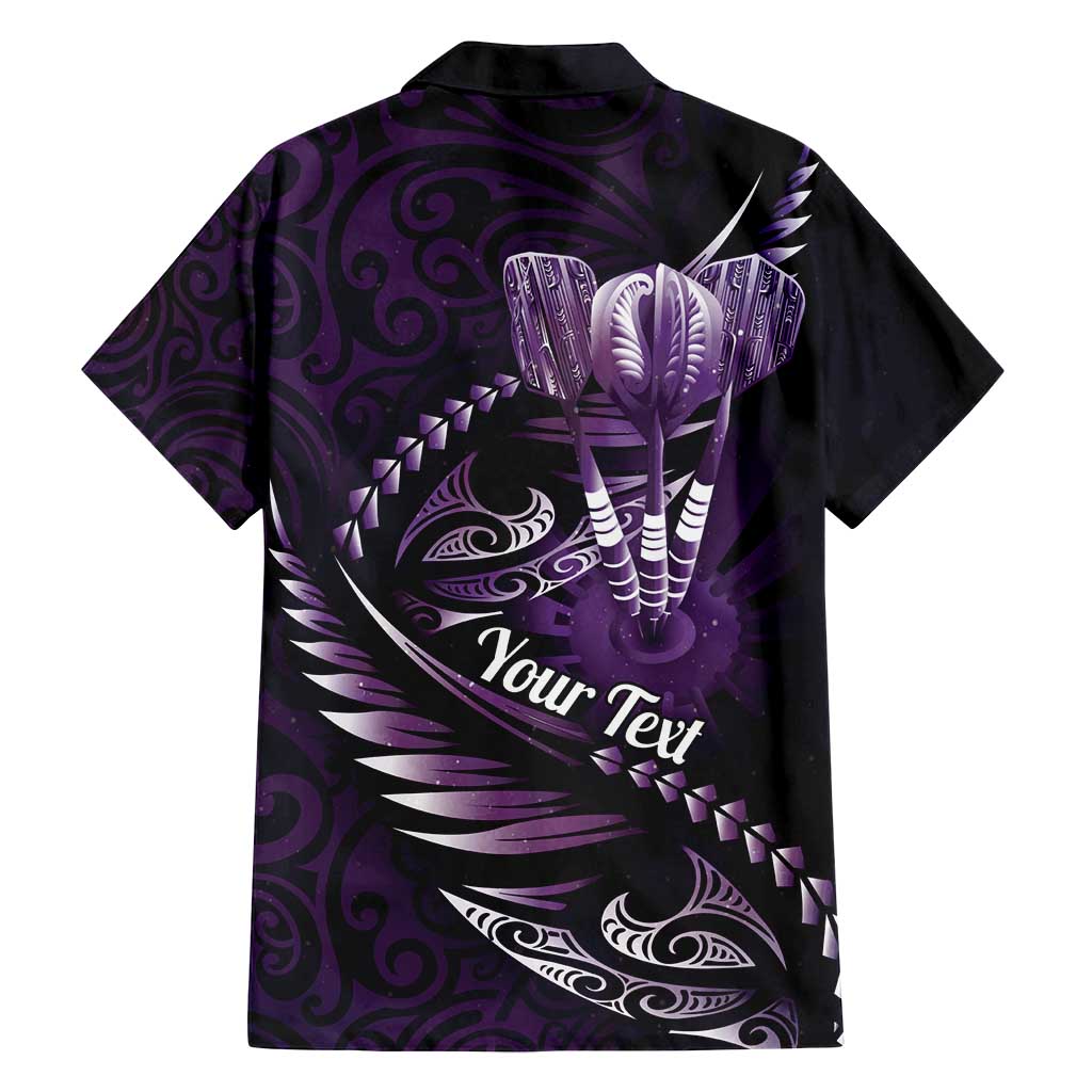 Personalised All Purple New Zealand Darts Family Matching Long Sleeve Bodycon Dress and Hawaiian Shirt Aoteroa Fern Maori Galaxy Style LT14 - Polynesian Pride