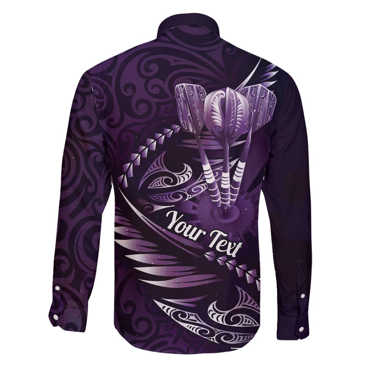 Personalised All Purple New Zealand Darts Family Matching Off The Shoulder Long Sleeve Dress and Hawaiian Shirt Aoteroa Fern Maori Galaxy Style LT14 - Polynesian Pride