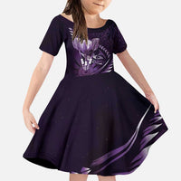Personalised All Purple New Zealand Darts Family Matching Puletasi and Hawaiian Shirt Aoteroa Fern Maori Galaxy Style LT14 Daughter's Dress Purple - Polynesian Pride
