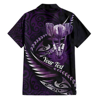 Personalised All Purple New Zealand Darts Hawaiian Shirt Aoteroa Fern Maori Galaxy Style LT14 - Polynesian Pride