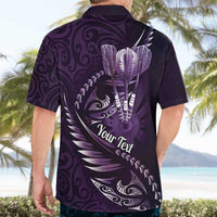 Personalised All Purple New Zealand Darts Hawaiian Shirt Aoteroa Fern Maori Galaxy Style LT14 - Polynesian Pride