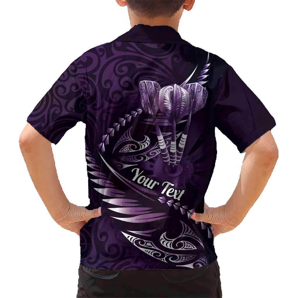Personalised All Purple New Zealand Darts Kid Hawaiian Shirt Aoteroa Fern Maori Galaxy Style LT14 - Polynesian Pride
