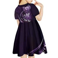 Personalised All Purple New Zealand Darts Kid Short Sleeve Dress Aoteroa Fern Maori Galaxy Style LT14 - Polynesian Pride